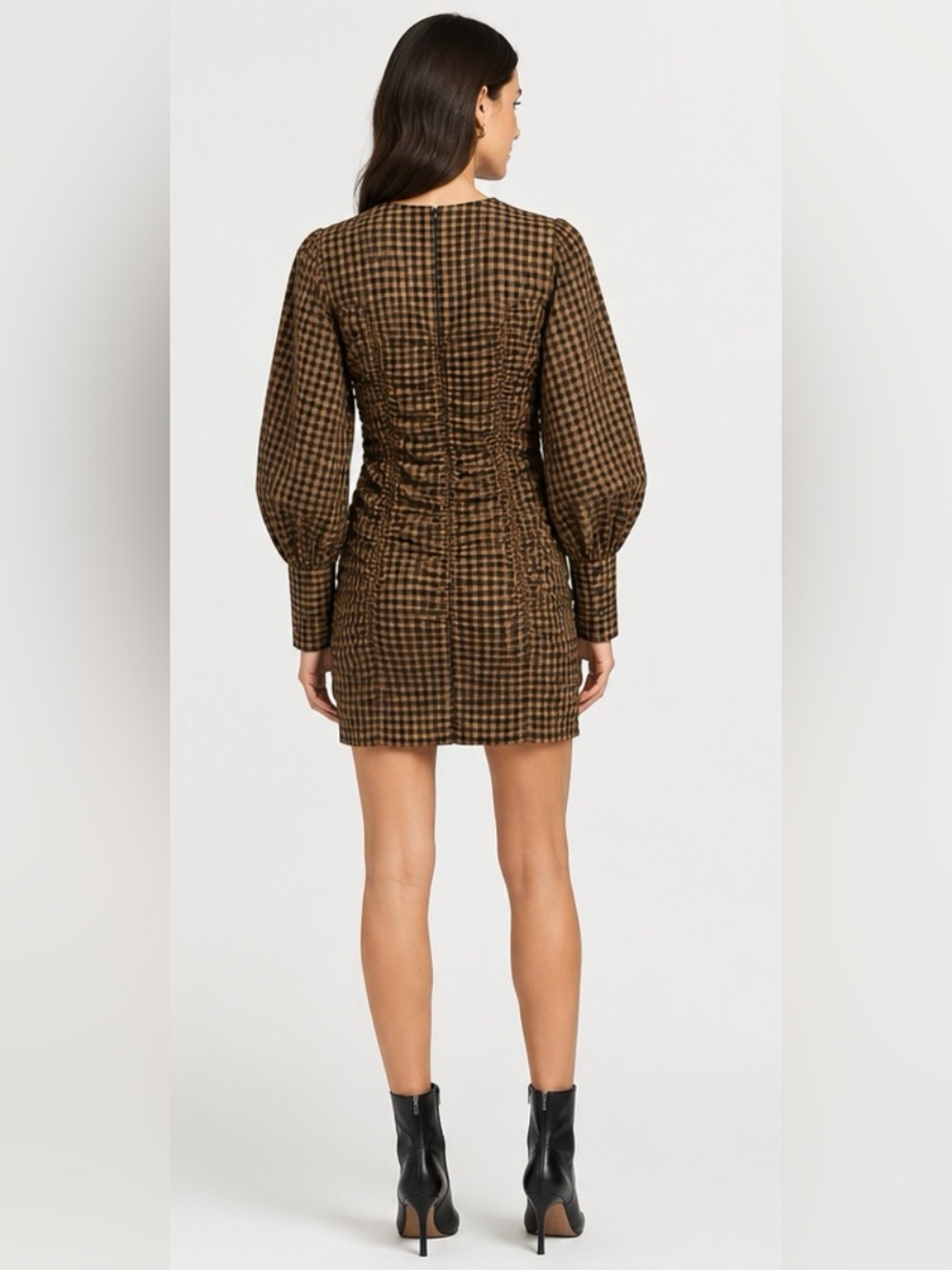 ZARA Ruched Check Mini Dress - Picture 2 of 5